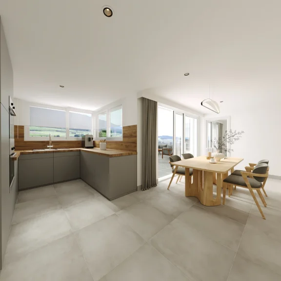 Salon et cuisine de l'appartement B11